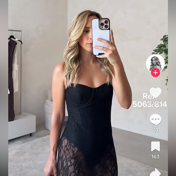 Zara NWT black underwire lace midi dress 5063/814 - Picture 3 of 14